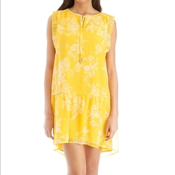 Kaari Blue Keyhole Sleeveless Peasant Summer Dress Small Wedding Spring Lemon - Picture 1 of 8